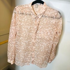 Peach/Pink Floral Button Down